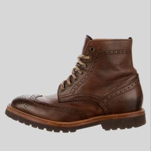 BRUNELLO CUCINELLI brown leather lace-up boots